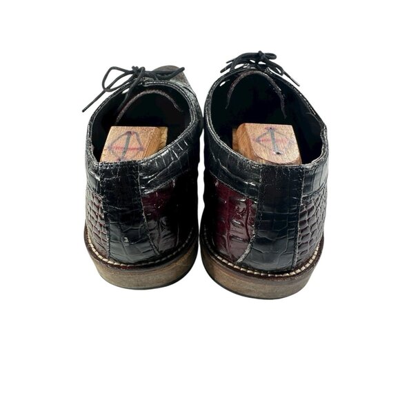 Stacy Adams Vintage Mens Brown Size 13 M Brown Leather Croc Print Dress Shoes - Picture 3 of 9